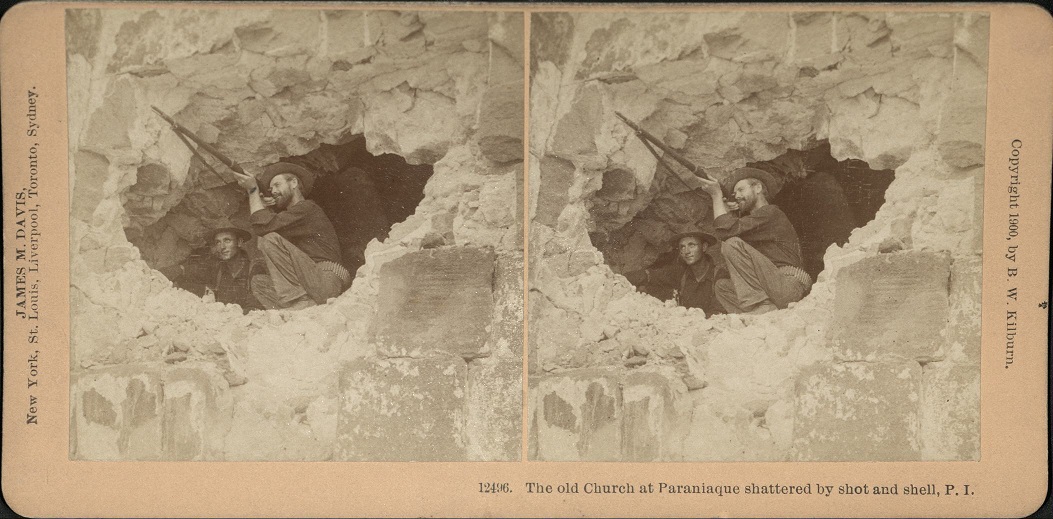 The Old Church at Paraniaque [Paran?aque] shattered by shot and shell, P. I.